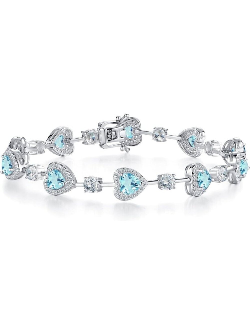 Valentine's Day Birthstone Heart Bracelets for Women - Sterling Silver Gemstone